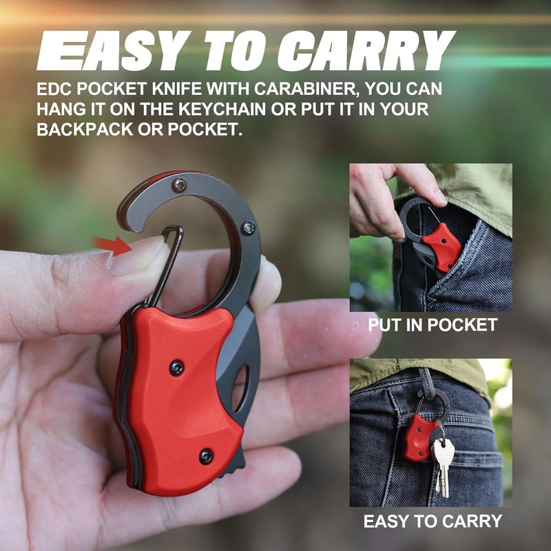 ZAVIT Small Pocket Knife for Men, EDC Box Cutter Gadgets, Gifts for Men Women, Gifts ldea for Camping Fishing Hiking, Christmas Birthday Gift, Everyday Carry Knife, R-ed - Image 4